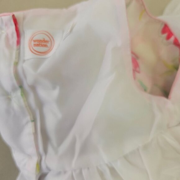 Wonder Nation Toddler Floral Sundress 18Mo Layered Petticoat White Pink Poly - Picture 9 of 11